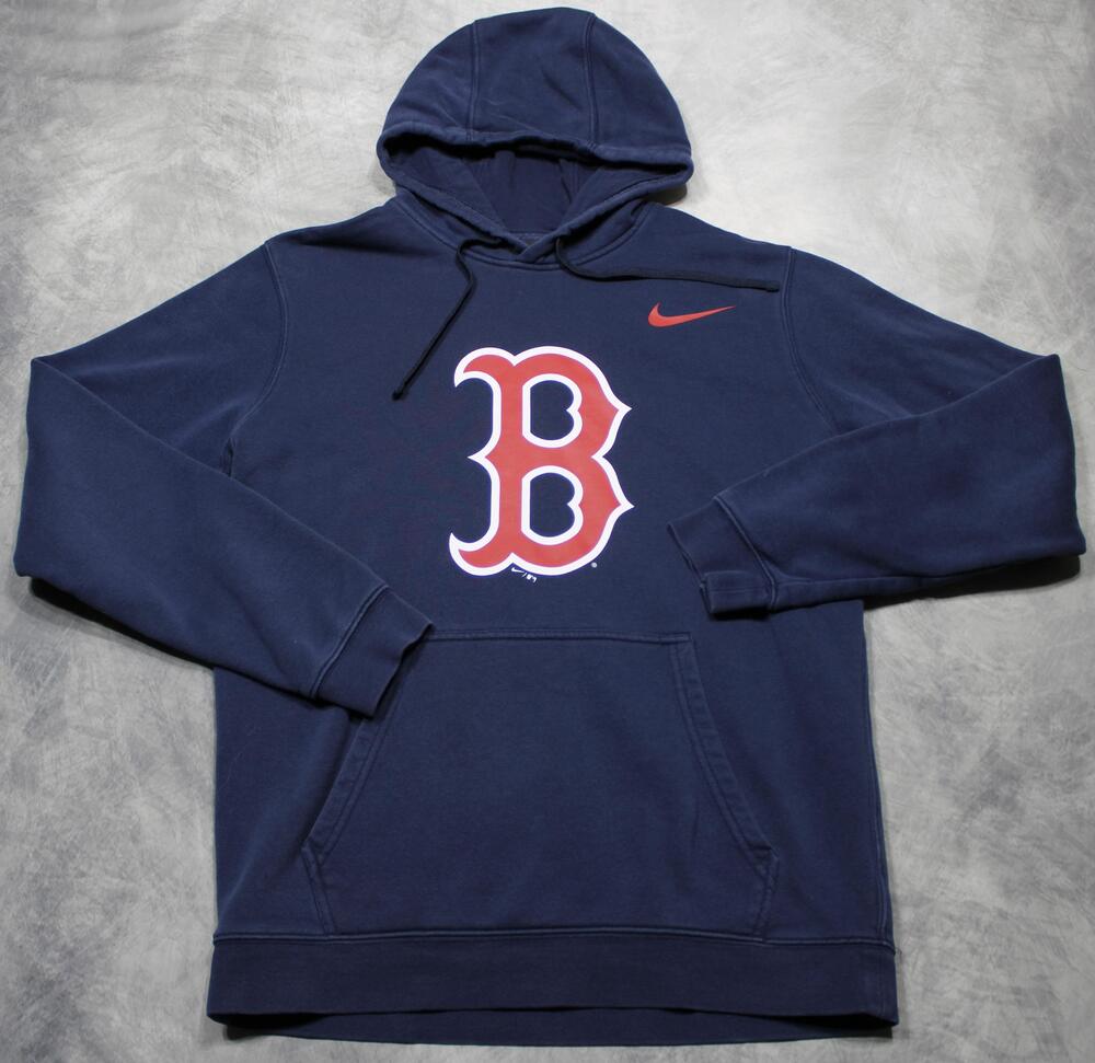 Boston Red Sox Hoodie Mens Medium Navy Blue MLB Baseball Nike Fleece Pullover